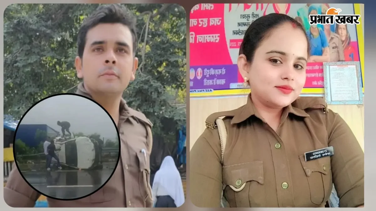 कन्नौज: सिपाही दंपति ने पलटी कार से 5 लोगों की जान बचाई