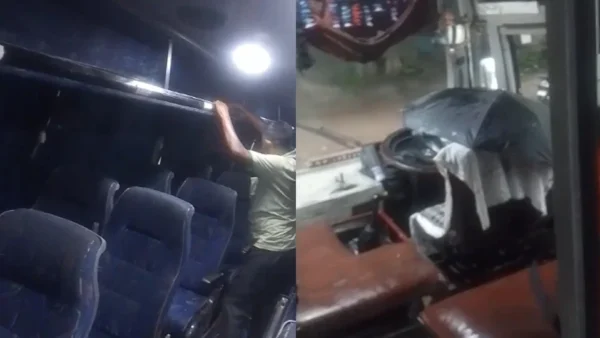 कानपुर: रोडवेज बस में बारिश का पानी टपका, चालक छाता लगाकर बैठा, वीडियो वायरल