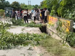 कुशीनगर: कप्तानगंज-नौरंगिया पुल की एप्रोच धंसी, आवागमन ठप