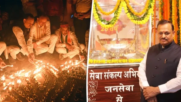 कानपुर: 500 ड्रोन, दीपों से वर्ल्ड रिकॉर्ड और 101 किलो लड्डू हुआ साझा