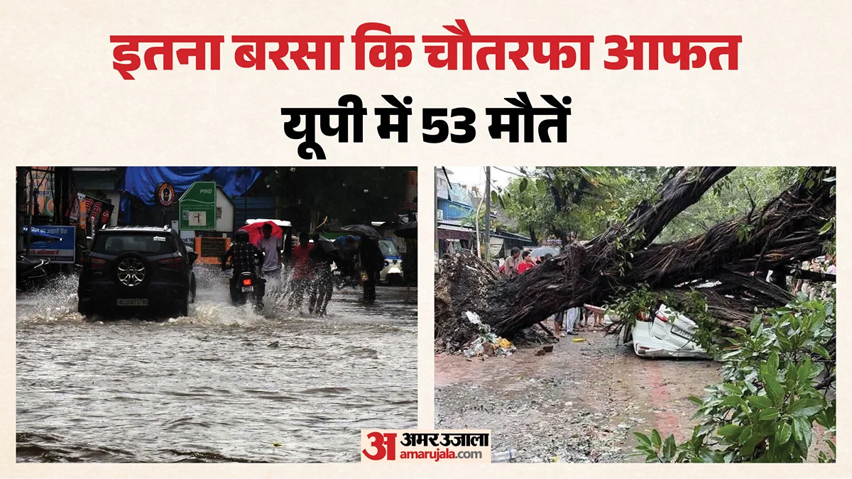 लखनऊ: यूपी में तेज बारिश से 53 मौतें, कई जिलों में रिकॉर्ड बरसात