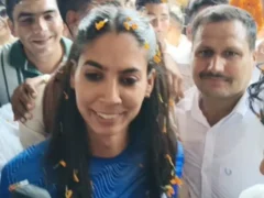 सहारनपुर: एशियन गेम्स स्वर्ण जीतकर प्राची चौधरी लौटीं, ढोल-नगाड़ों से स्वागत