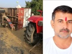 हाथरस: एटा राजमार्ग पर केंटर की टक्कर से ट्रैक्टर‑ट्रॉली पलटी, एक किसान की मौत
